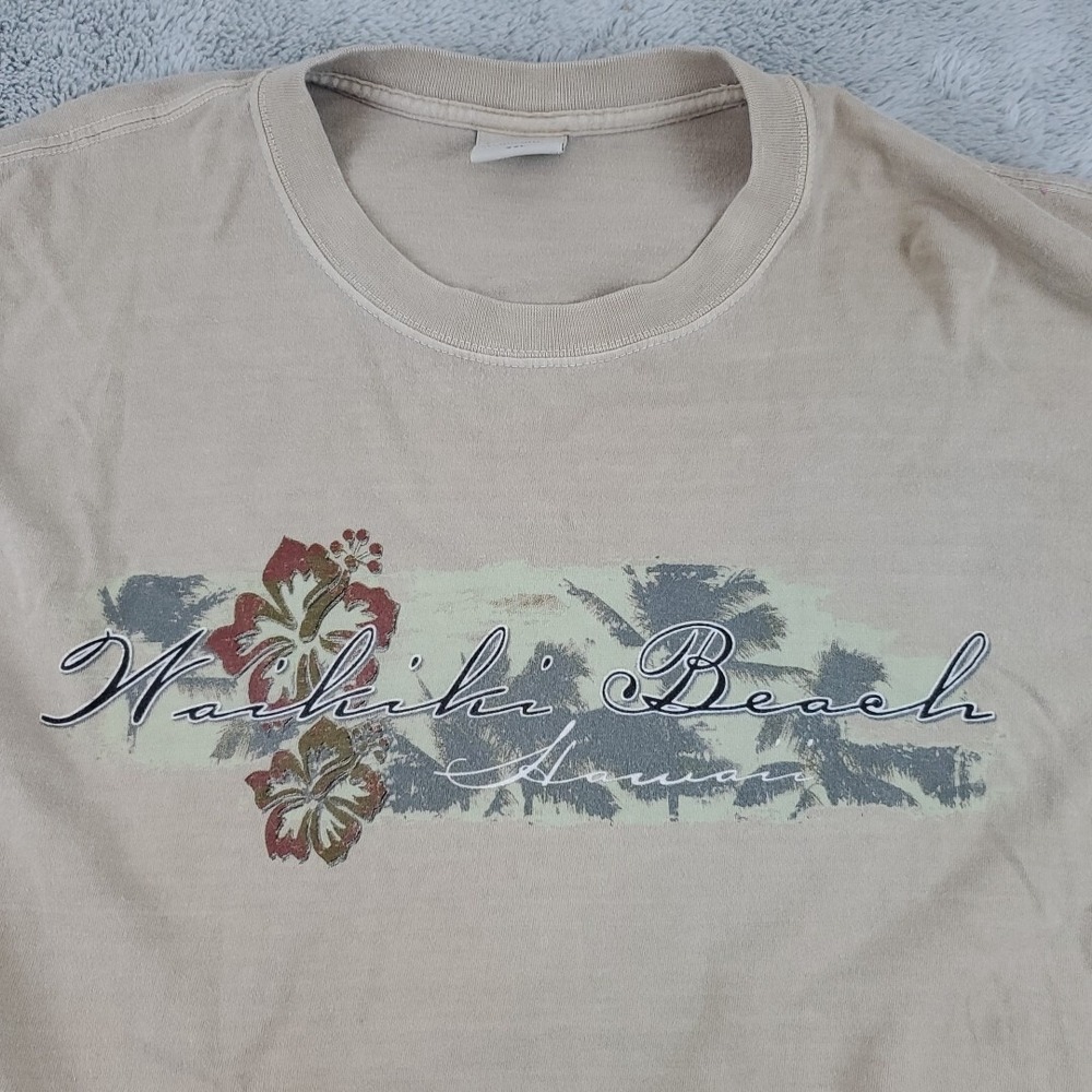 Crazy Shirts T Shirt Mens XXL Waikiki Beach Hawaii Kona Coffee Dyed Graphic Tan